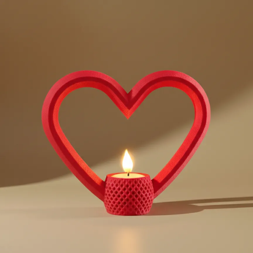 Srce Svećnjak oblik srca 3D štampa Lumora